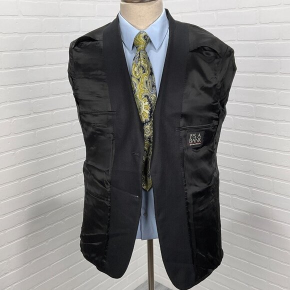 Jos A Bank Blazer Men 40R Black Gray Herringbone Signature Silk Camel Hair - Picture 5 of 12